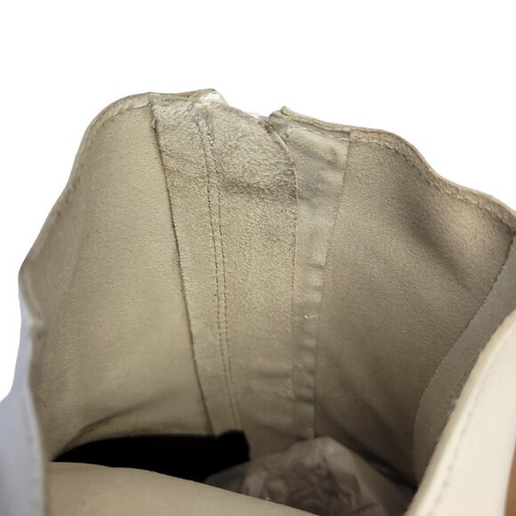 Urban Outfitters Leather Platform Zip Up Boots Ivory Y2K Size 8 - Picture 9 of 10